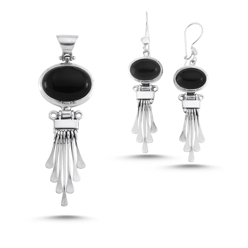 

Silverlina Silver Onyx Stone Handwork Set