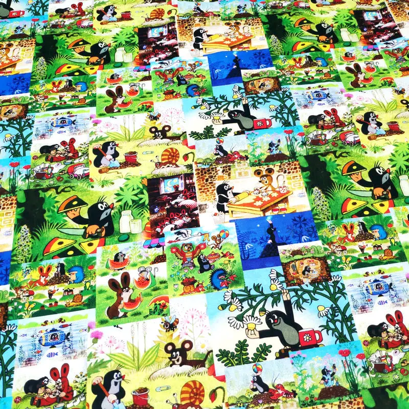 AL2144 - BTY 1 ярд хлопчатобумажная тканая ткань-Ретро Мультяшные персонажи винтажная