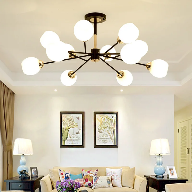 

Modern LED Ceiling Chandeliers Lighting Tree Branch Hanging Light Glass Ball Pendant Lamp For Bedroom Living Room Dining Decor