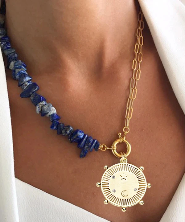 В богемном стиле из натурального камня Тигровый Глаз Дракона Lapis Lazuli розовый