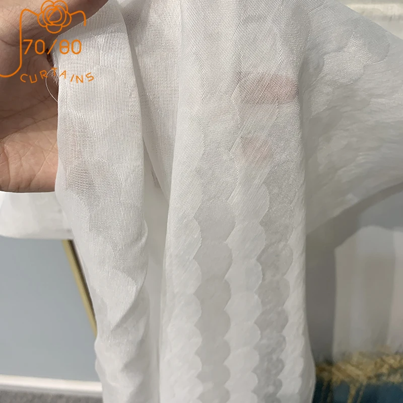 2021 New Ring Gauze Texture Window Screen White Gauze Curtains for Living Room Bedroom Balcony Finished Product