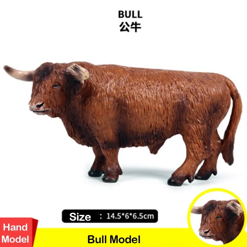 

Simulation Yellow Bull Model Plastic Solid Simulated Herbivore Animals Hand Model Educational Toys Christmas Gift For Kids