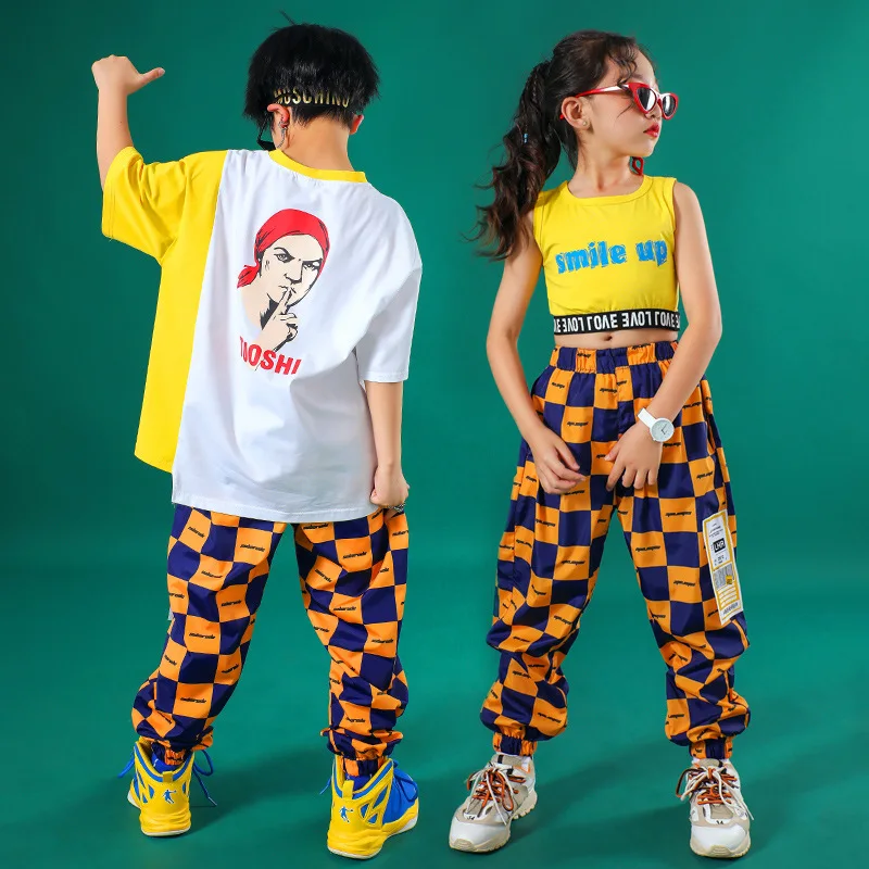 Детский костюм для уличного танца мальчиков и девочек в стиле хип хоп джазовых