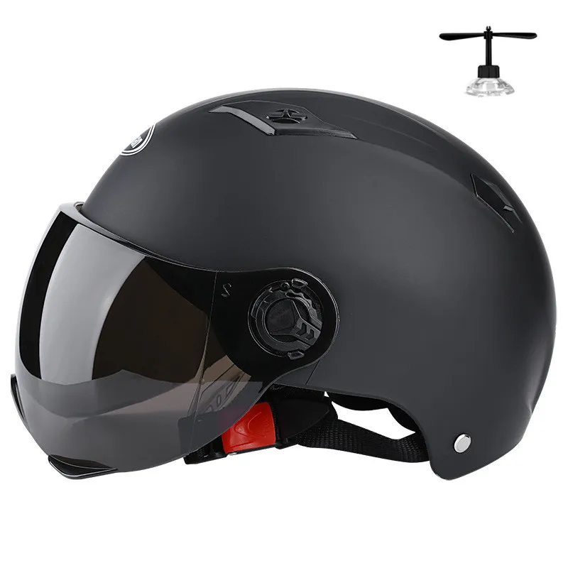 matte black Новые летние мотоциклетные шлемы Электрический велосипед скутер шлем СОЛНЦЕЗАЩИТНЫЙ анти УФ заездов шлем Каско Capacete синий цвет - Цвет: matte black