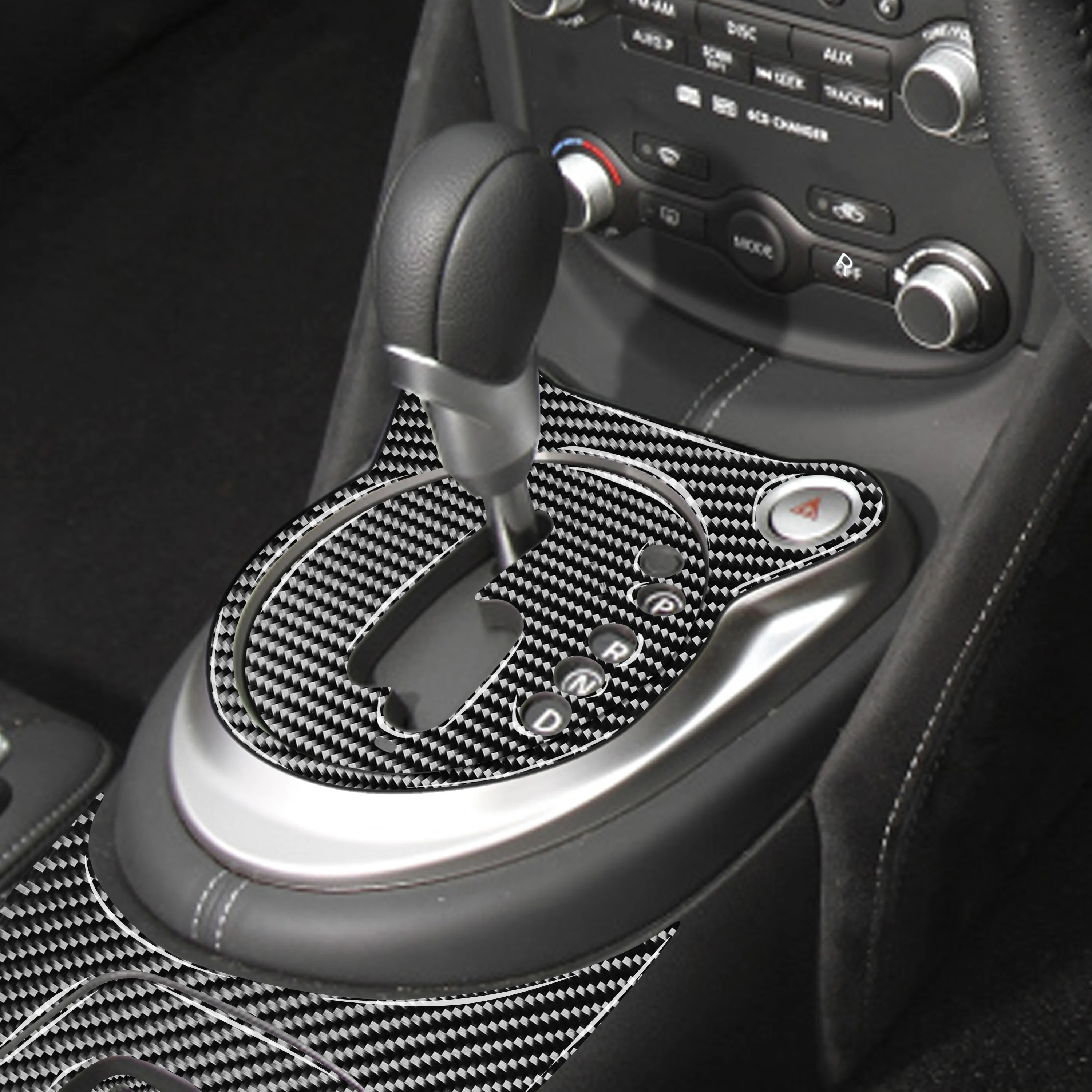 

Black Carbon Fiber Gear Shift Knob Cover Panel Trim For Nissa 370Z Z34 2009 2010 Left Driver Car Interior Stickers Decor Strip