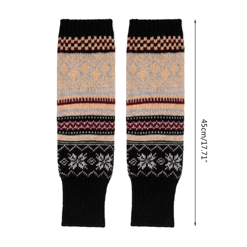 Женские зимние очень длинные гетры Boho разноцветные геометрические узорные