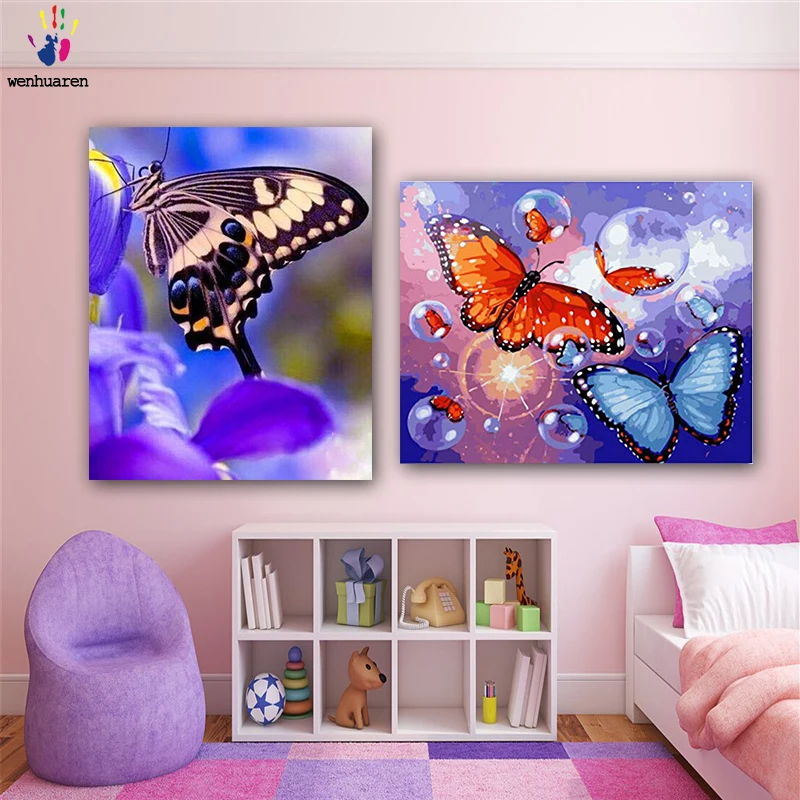 Сделай Сам картинки для раскраски по номерам с цветами танцующие бабочки картина