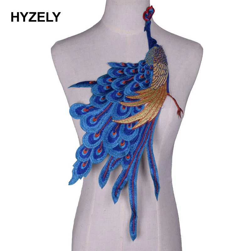1 шт. большие вышитые нашивки с павлиньими перьями для одежды ткань аппликация