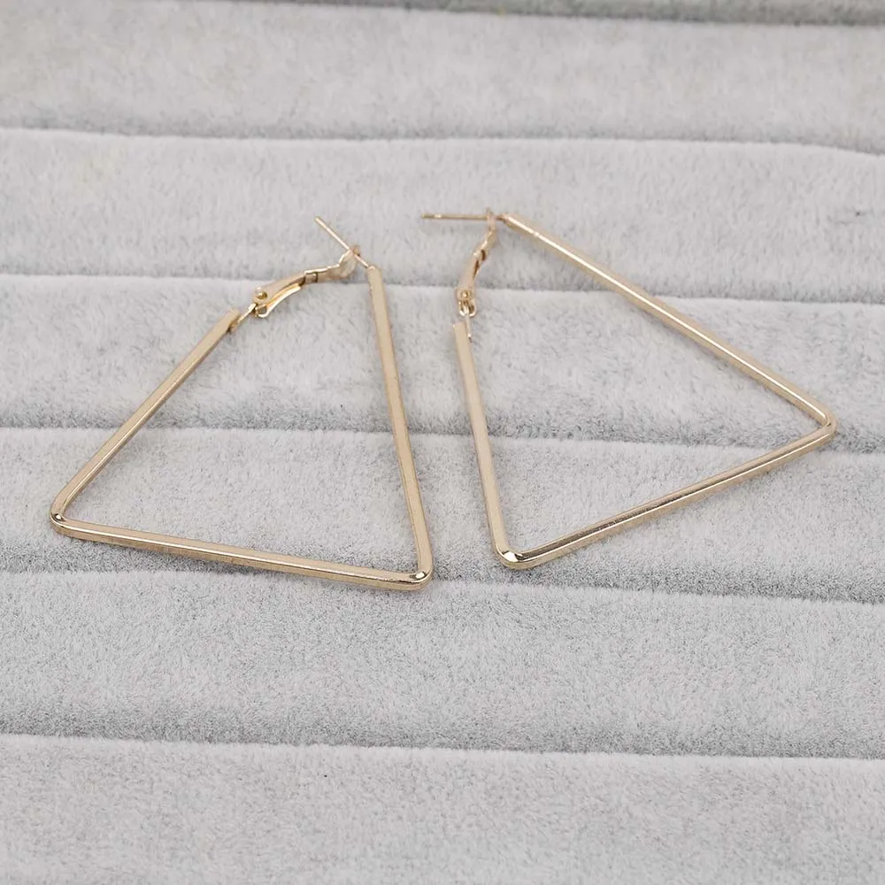 Gold Triangle BLIJERY/модные серьги-кольца в геометрическом стиле для женщин и девочек, ювелирные изделия в стиле панк, золотые, серебряные цвета, сережки-гвоздики, Femme - Окраска металла: Gold Triangle