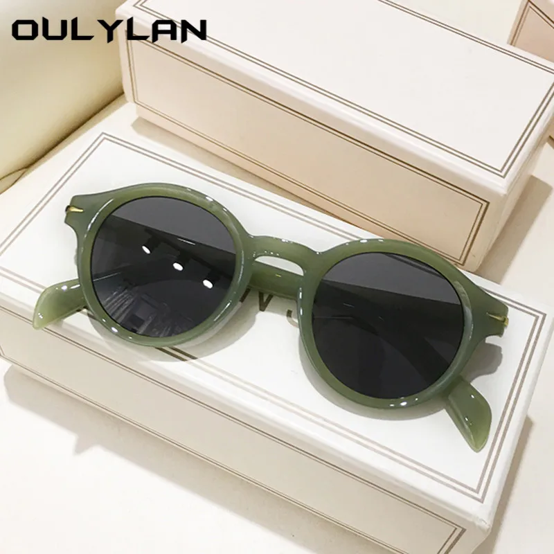 Круглые Солнцезащитные очки Oulylan для мужчин и женщин новинка 2021 винтажные желтые