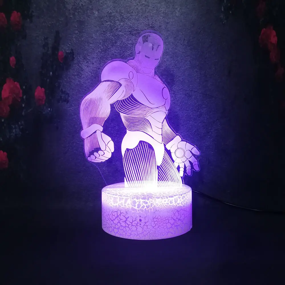 Final Battle Marvel 3D Железный человек Ночной светильник прикроватная настольная лампа