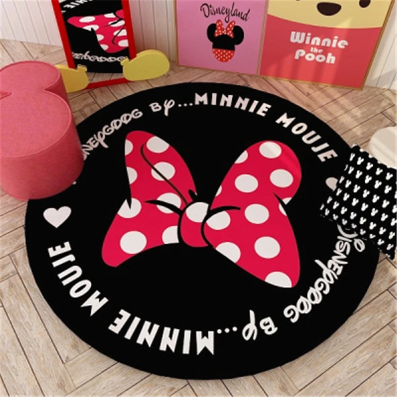 

Cartoon Baby Play Mats Round Minnie Kids Rug 80/100/120/140cm Children's Carpet Mat Rug Non-slip Living Room Mat Gift