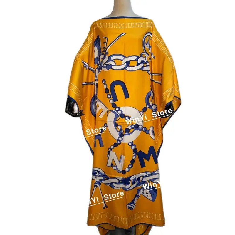 WINYI модное летнее пикантное шелковое платье кафтан с принтом длинное в стиле бохо