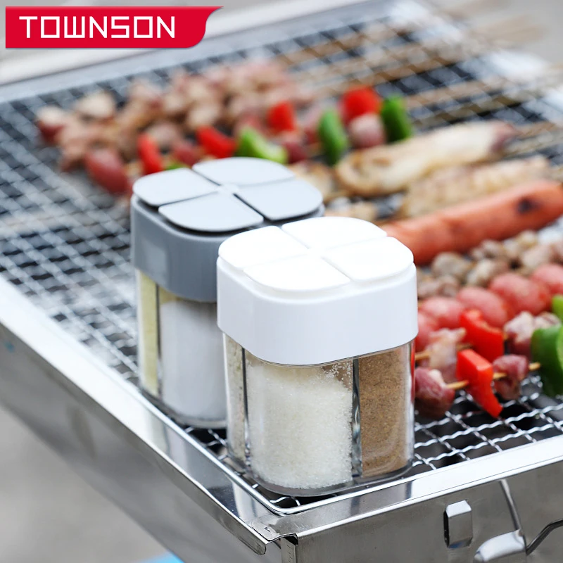 

Kitchen four-grid seasoning box BBQ seasoning box Spice Tins Spice jar BBQ Spice tools Kitchen accessories Pepper bottle