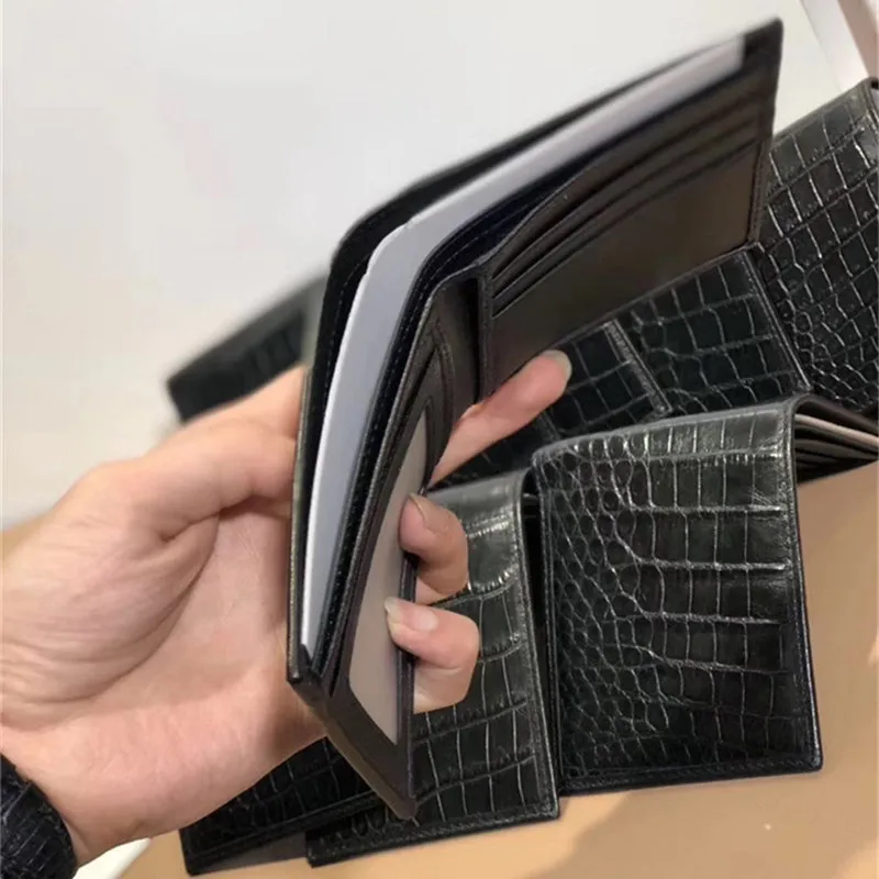 Простой дизайнерский мужской короткий кошелек из натуральной крокодиловой кожи