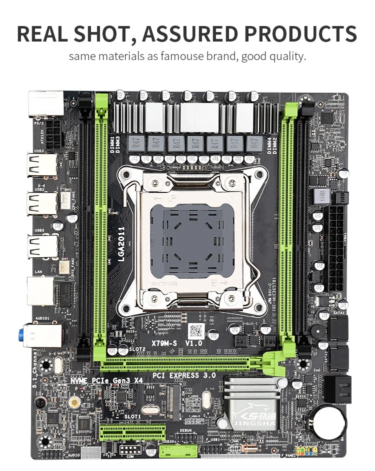 Материнская плата для чипсета Чиа X79 материнская LGA2011 USB2.0 2-канальная DDR3 64 Гб ОЗУ