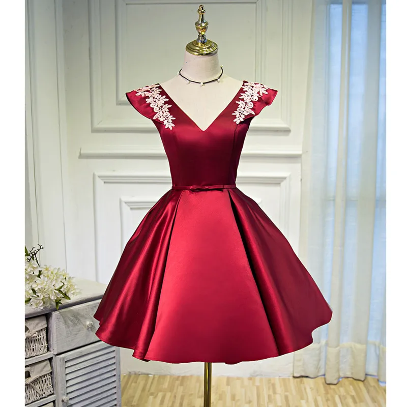 BGW HT32019 сексуальные атласные красные трапециевидные Короткие Выпускные платья с