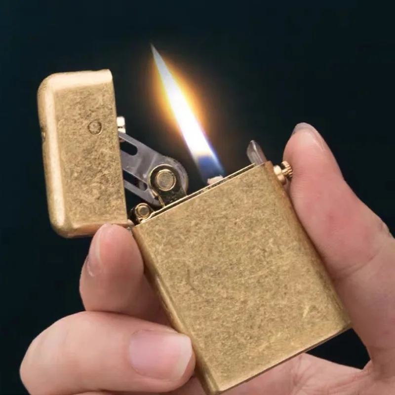 

Retro Brass Thorens Kerosene Oil Lighter Unique Mechanical Ejection Fire Old Trenches Flame Cigarette Lighters Men Gadget