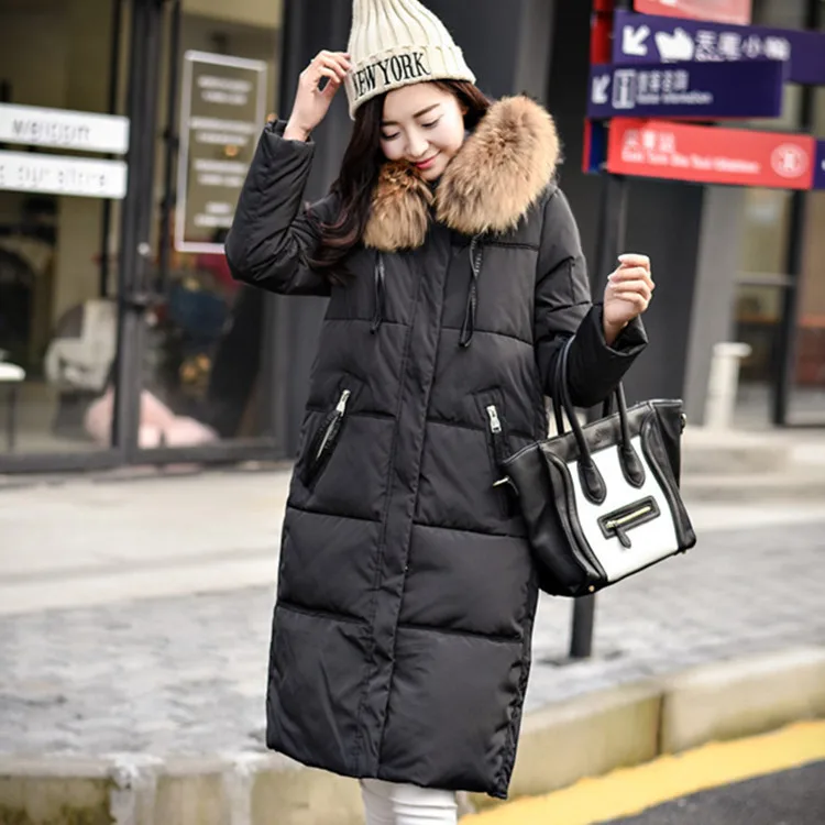 Пуховое пальто зимняя женская тонкая куртка на белом утином пуху теплая длинная