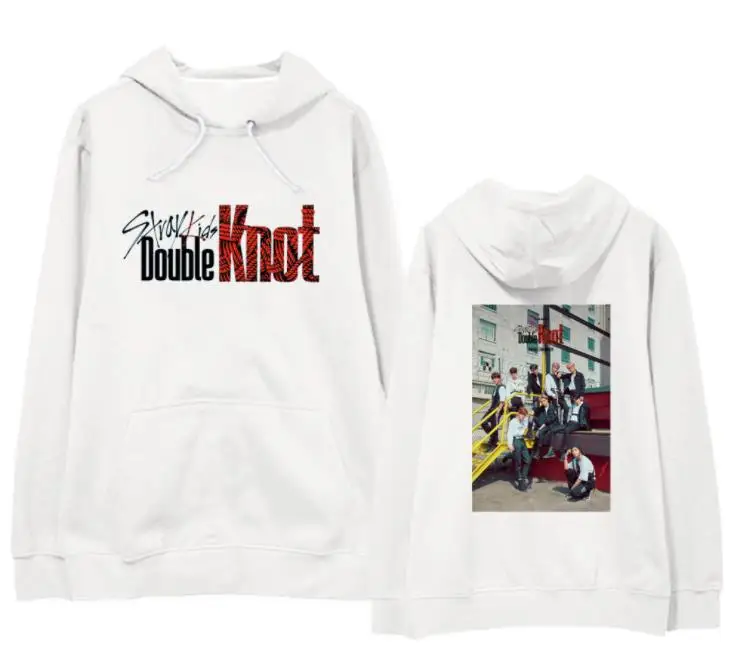 

Детские толстовки Kpop straykids с рисунком двойного узелка, худи унисекс с флисовой подкладкой/тонкий пуловер, Свитшот
