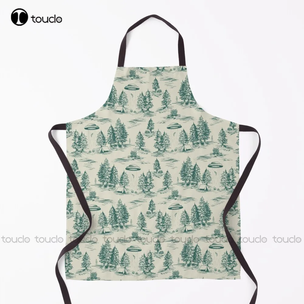 

New Teal Alien Abduction Toile De Jouy Pattern Apron Garden Kitchen Household Cleaning Personalized Custom Apron Unisex Adult