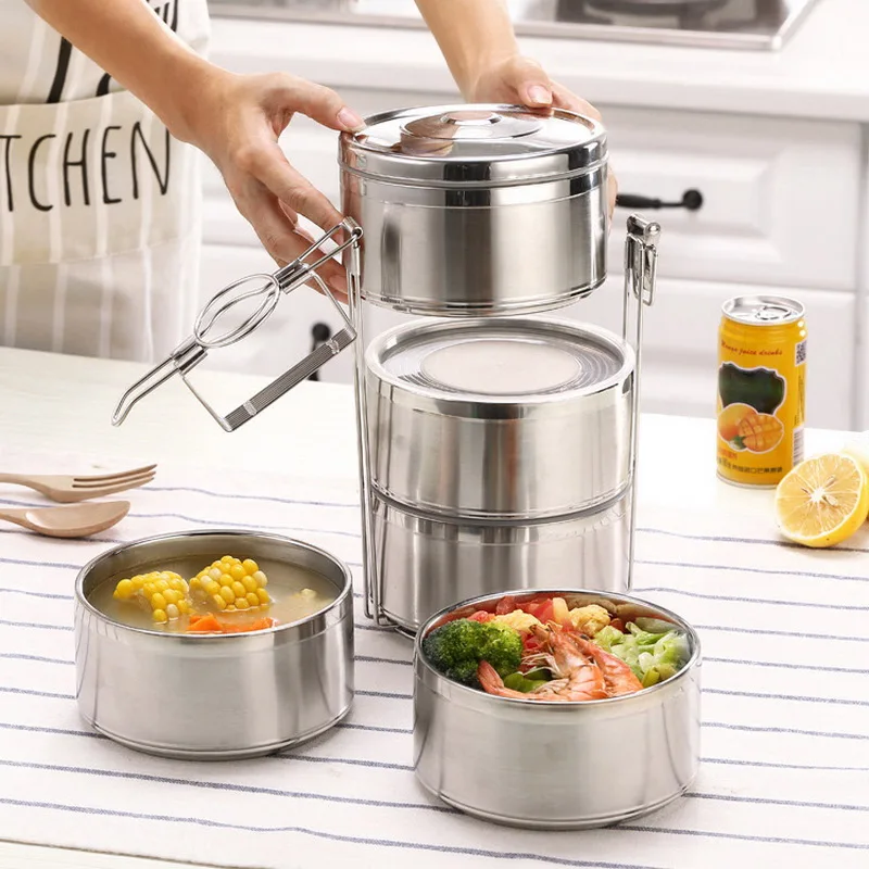 Ланч бокс термос из нержавеющей стали контейнер для еды 2/3/4 слоя школьных бенто