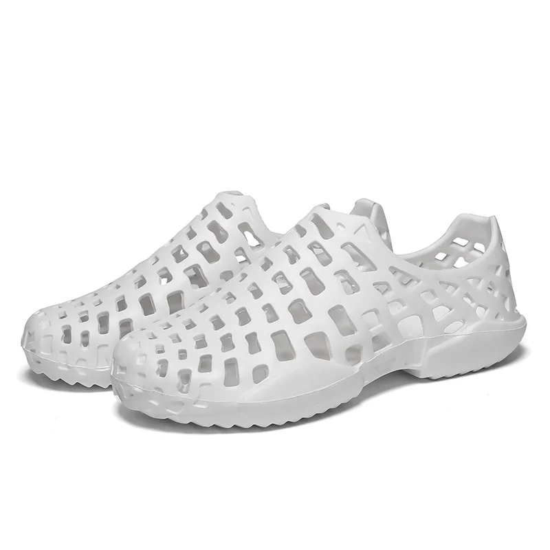 

Women Sandals Outside Beach Shoes Hollow Out Round Toe Eva Slippers Thick Bottom cover heel Fashion Couples Jelly Shoes 2021