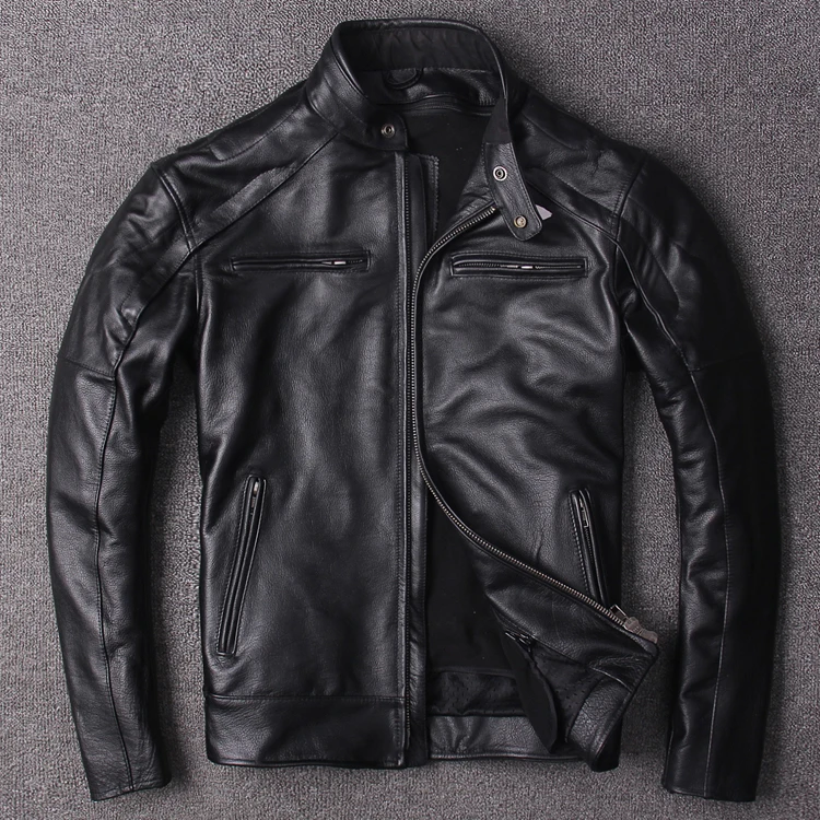 

Free shipping.plus Eur size classic men cow Jackets men's genuine leather biker jacket.Brand new coat,sales