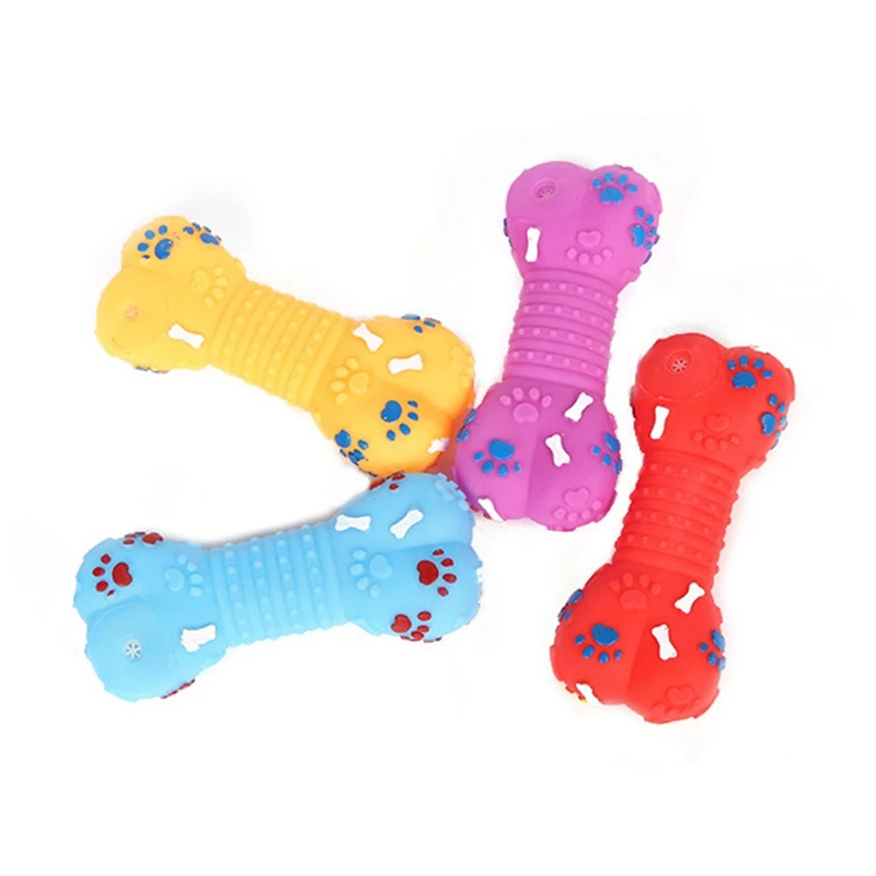 

Interective Pets Dog Toys Cute Bone Shape Plastic Molars Squeeze Squeaky Sound Funny Chew Bite Toy Durability Bite Squeak Toys