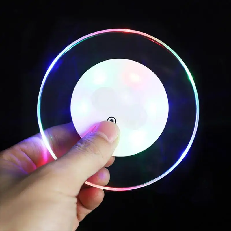 

LED Coaster For Bar Table Decoration Accessories Acrylic Bar Cocktail Flash Base LED Mats Crystal Ultra-Thin LED Light Coaster