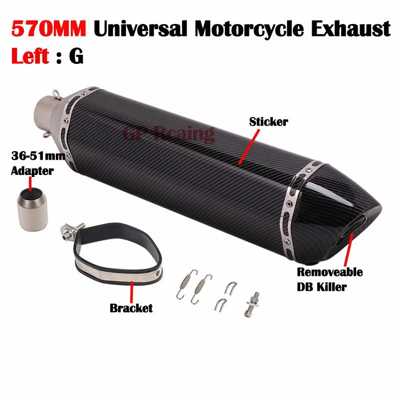 470mm Motorcycle AKGAP GP Exhaust Right Left Side xhaustMuffler Escape Moto For Nmax MSX NC750X CBR Z900 Z1000 R1 848 1098 RC390 |