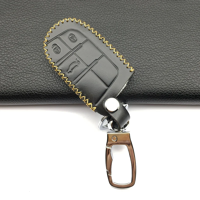 Leather Car key cover for Dodge JCUV dart journey For Fiat Jeep wrangler Cherokee compass longitude Patriot Chrysler 300c | Автомобили и
