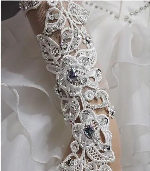 2020 Guantes de Novia Длинные свадебные перчатки для невесты без пальцев Кристалл цвет