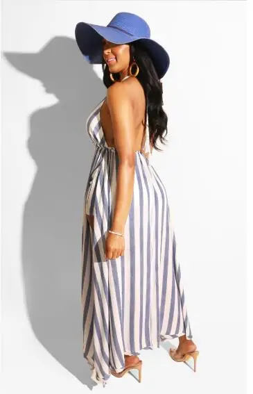 Пикантные Для женщин пляжное платье с полосками туника для бикини (Bikini Cover Up)