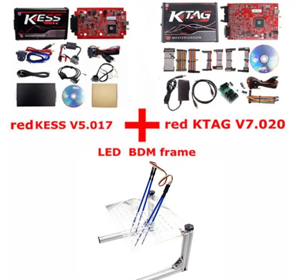 KESS KTAG LED FRAME Онлайн V2.53 ЕС красный KESS V2 V5.017 OBD2 менеджер Тюнинг Комплект KTAG V7.020 4 светодиодный онлайн мастер-версия K-TAG V2.25 OBD2 программист - Цвет: KESS KTAG LED FRAME