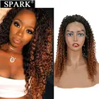 Бразильские кудрявые афро вьющиеся парики Spark Ombre, передние парики из человеческих волос, предварительно выщипанные парики 13*4 и 4*4, передние парики из человеческих волос Remy