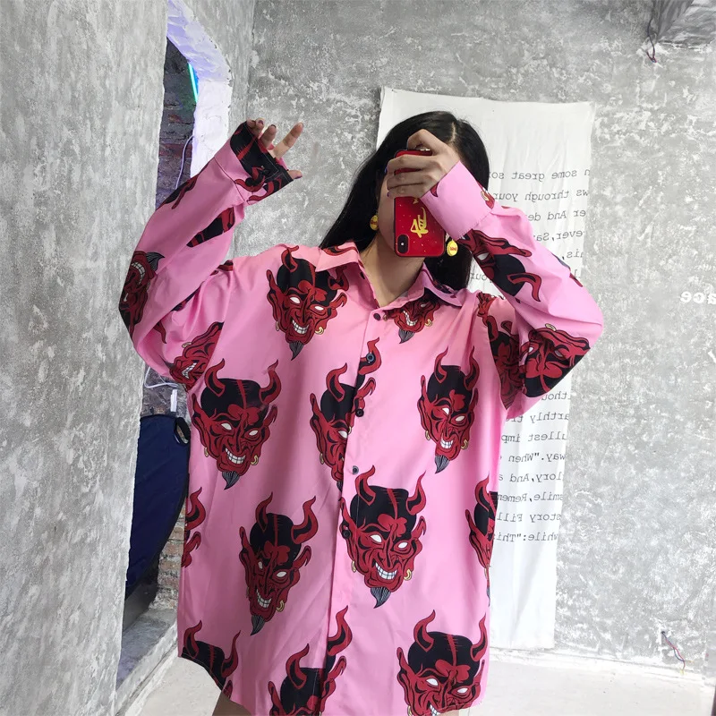 Harajuku рубашка Блузки для девочек женские длинные рукава Женская блузка Сезон