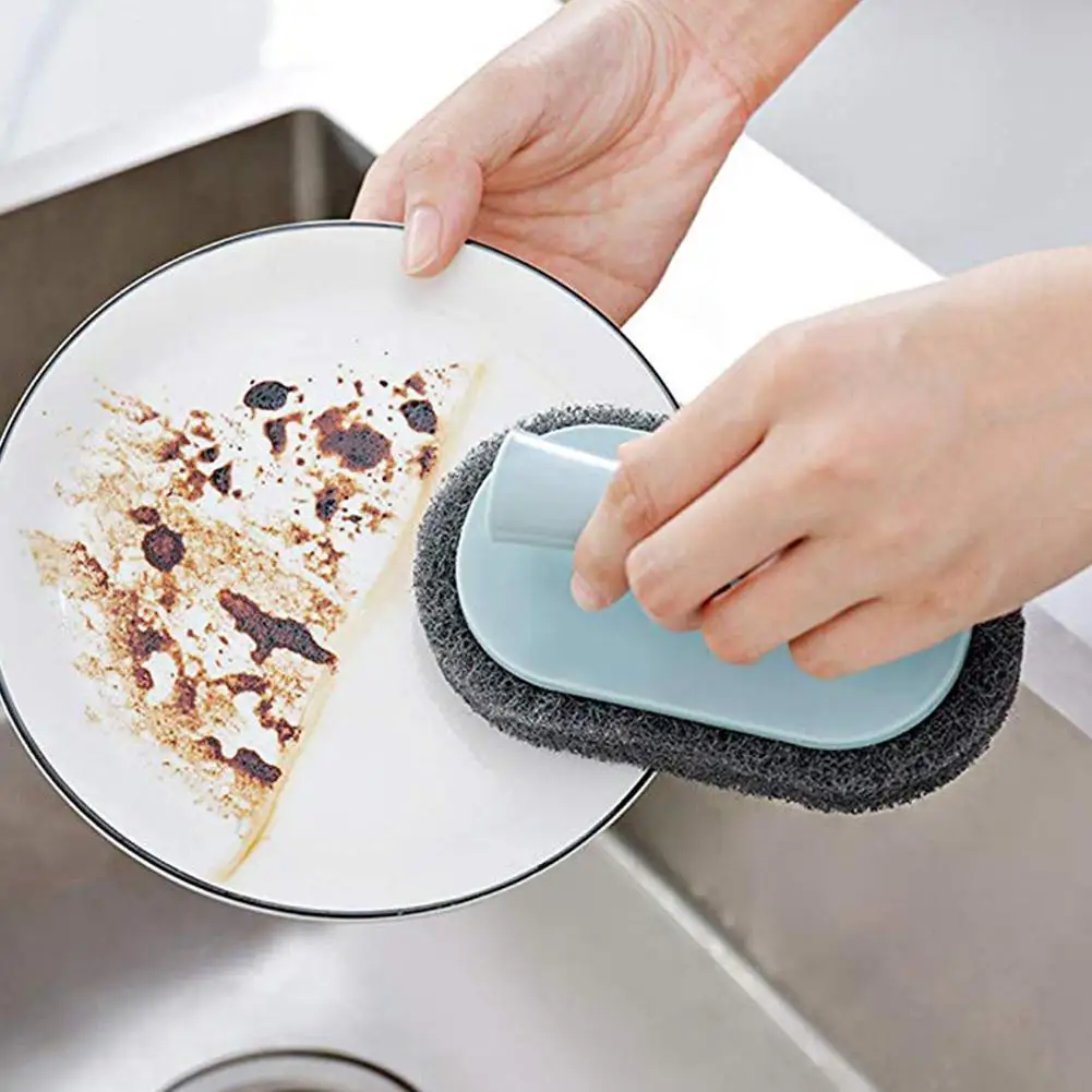 Kuulee многоцелевой Эмери губчатая кисть с ручкой для Кухня блюдо горшок плитка душ