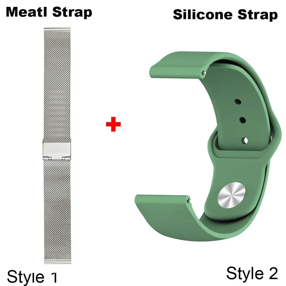 Silver-Army Green 22 мм браслет ремешок для Xiaomi Huami Amazfit GTR 47 мм Pace Stratos 2 часы ремешок для samsung gear S3 Galaxy 46 мм Correa браслет - Цвет: Silver-Army Green