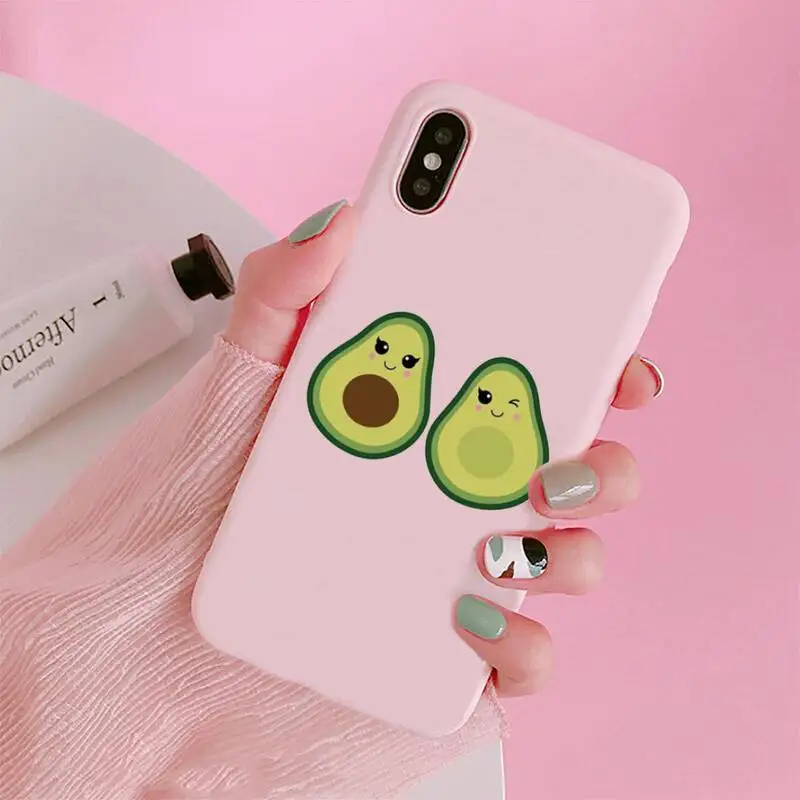 

Cute cartoon aguacate Fitness fruit Phone Case Candy Color for iPhone 6 7 8 11 12 s mini pro X XS XR MAX Plus