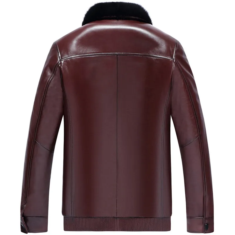 Кожаная куртка зимняя мужская из натурального меха норки пальто натуральной