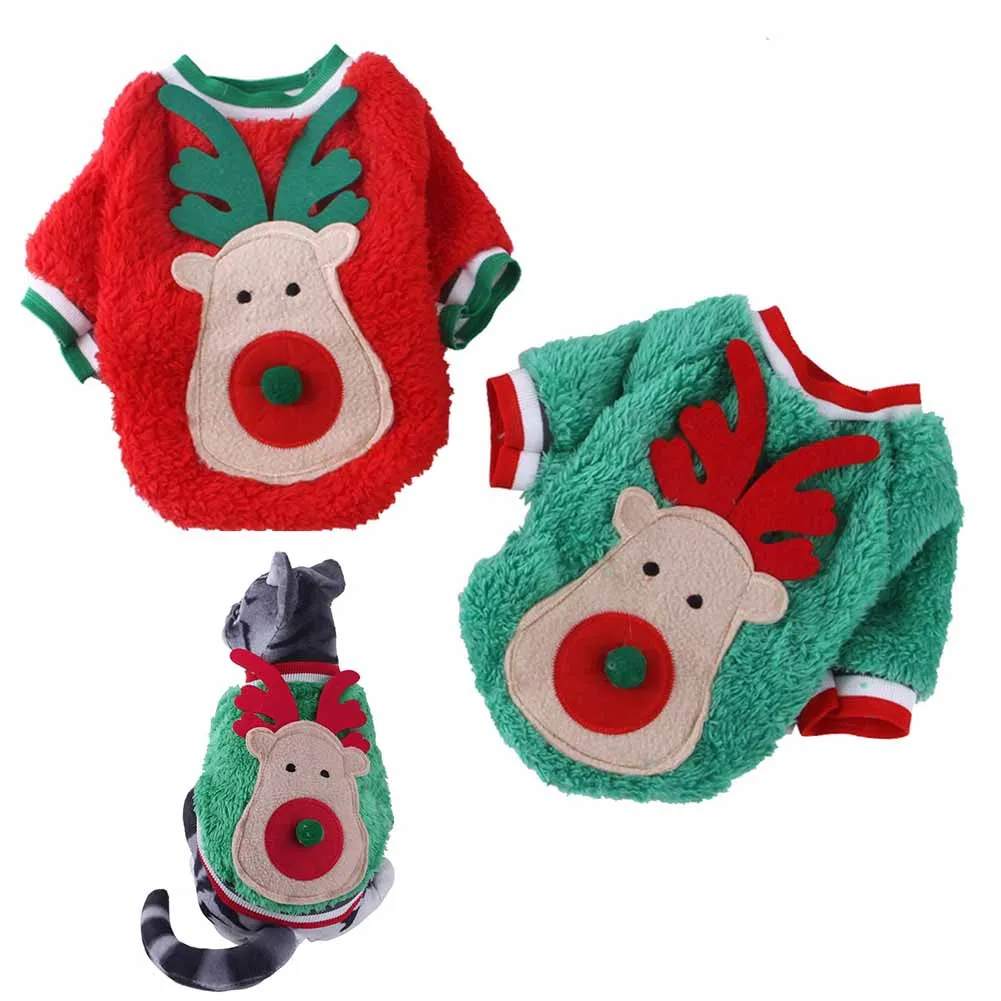 

Christmas Pet Clothes Cute Coral Fleece Cat Dog Sweater Coat Jacket Two-legged Chihuahua Teddy Pomeranian Puppy Dogs Clothing