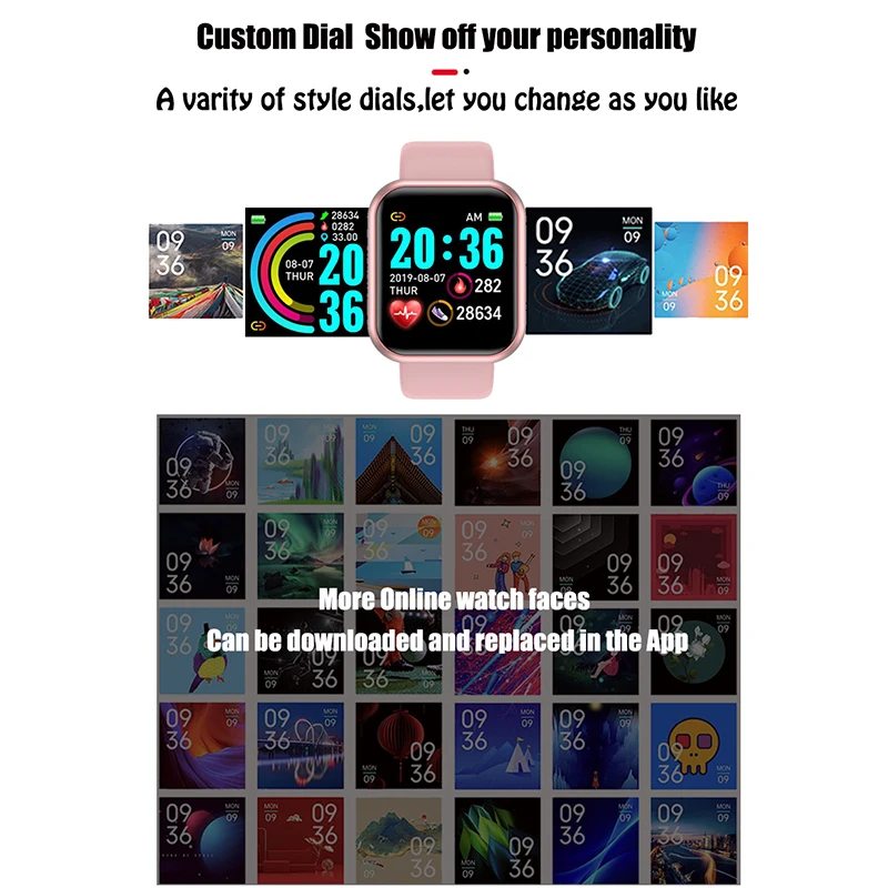 

4PCS 10PC Y68 D20 Smart Watch Custom Faces Men Women Fitness Tracker Heart Rate Blood Pressure D20 Sport Watch Android IOS Phone