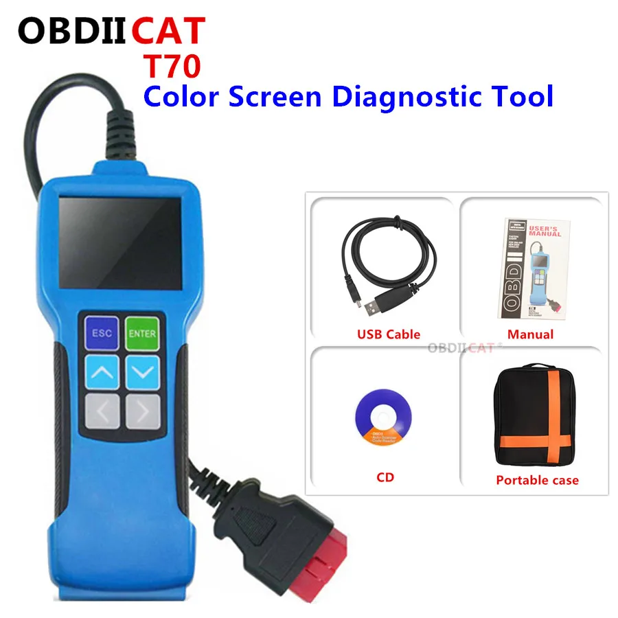 OBDIICAT универсальный сканер кодов неисправностей T70 OBDII EOBD + JOBD программное