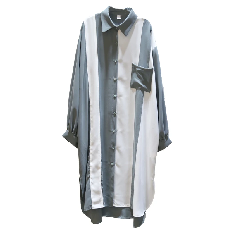 Женская длинная рубашка [EWQ] белая однобортная Повседневная с отложным