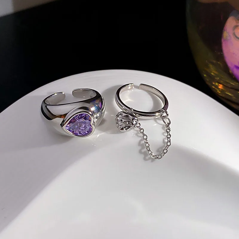 

2021 New Delicate Zircon Silver Color Ring Women Fashion Wedding Engagement Jewelry Classic Love Tassel Promise Ring for Women