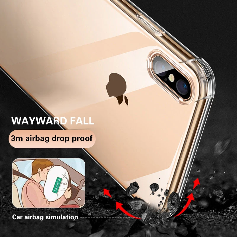 Luxury Transparent Shockproof Silicone Case For iPhone 11 X Xr Xs Max Case 13 12 11 Pro Max 8 7 6s Plus Case Silicone Back Cover