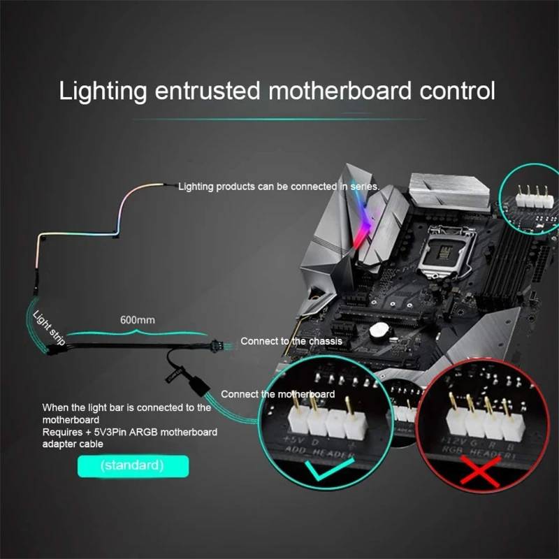 

Strip 550 Mm, RGB LED Light Bar, 3 Pin, 5V, PC Computer Case Controller Light Bar Symphony Streamer Case Decorative Light Bar