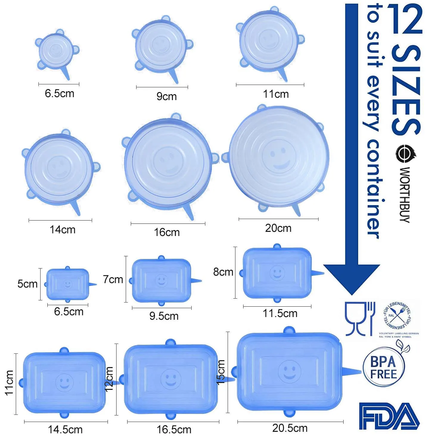 

6 Pcs/Set Food Silicone Cover Cap Universal Silicone Lids for Cookware Bowl Reusable Stretch Lids Kitchen Accessories