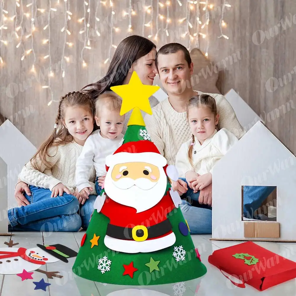 OurWarm 3D DIY фетровая Рождественская елка для малышей со снеговиком Санта Клаусом, украшения, детские подарки, игрушки, новогодние, рождественские, вечерние украшения